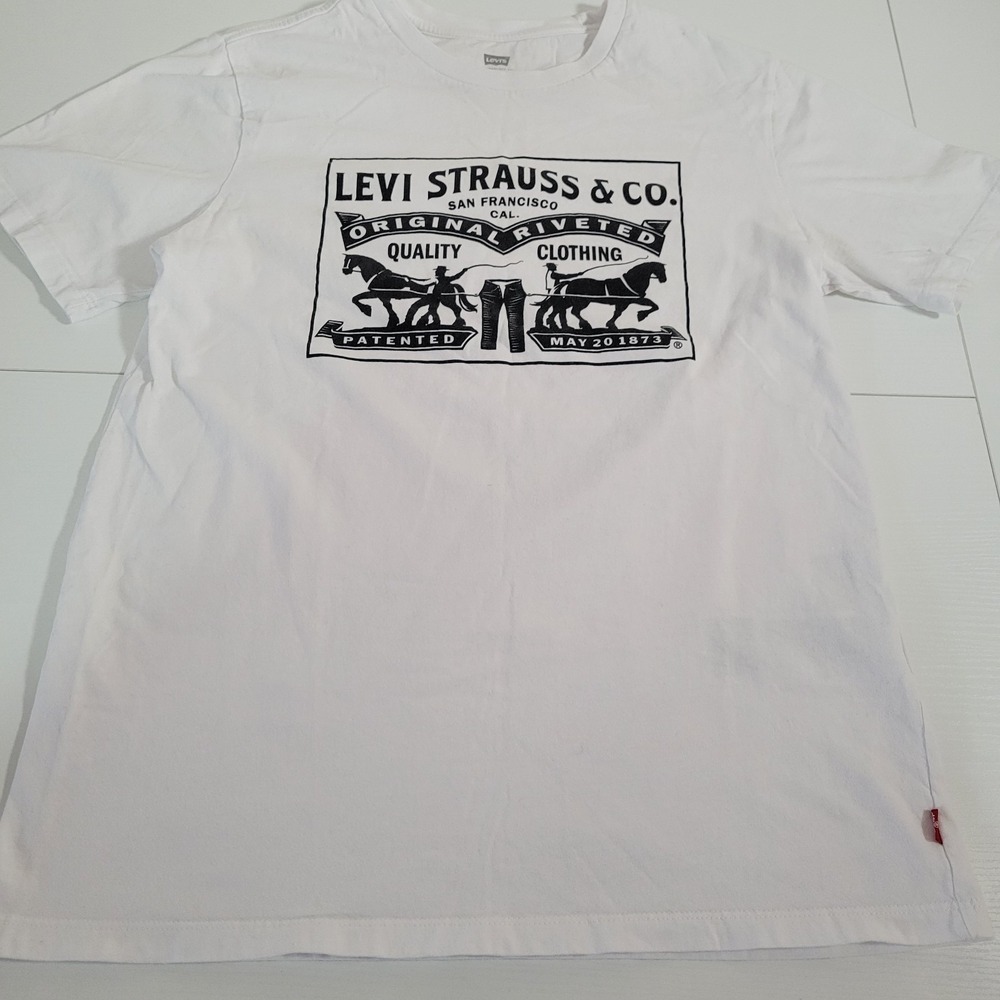 Levi Strauss T-Shirt Tee Size M Short Sleeve Tagless Unisex Graphic 1387 - Picture 1 of 8